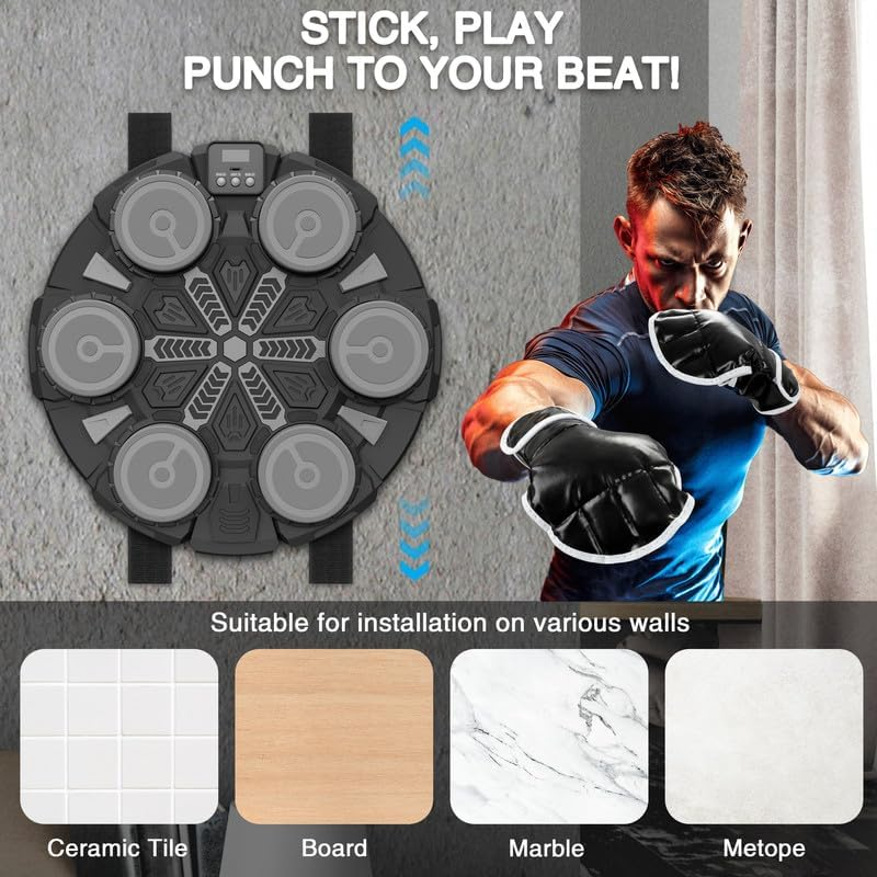 Wall Mounted Music Boxing Machine Bluetooth Punching Pad Kids Adults5