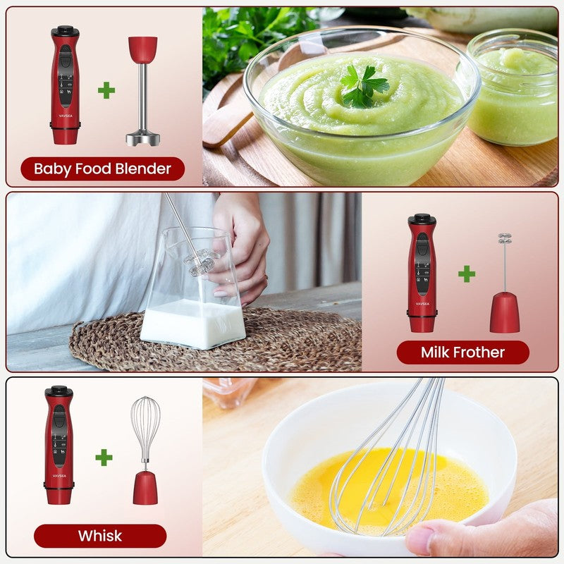 Immersion Blender, 1100W 5-In-1 Hand Blender, 24-Speed Handheld Stick Blender fo4