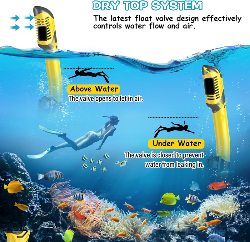 Dry Snorkel Set Panoramic Wide View Anti-Fog Scuba Mask Snorkeling Gear3