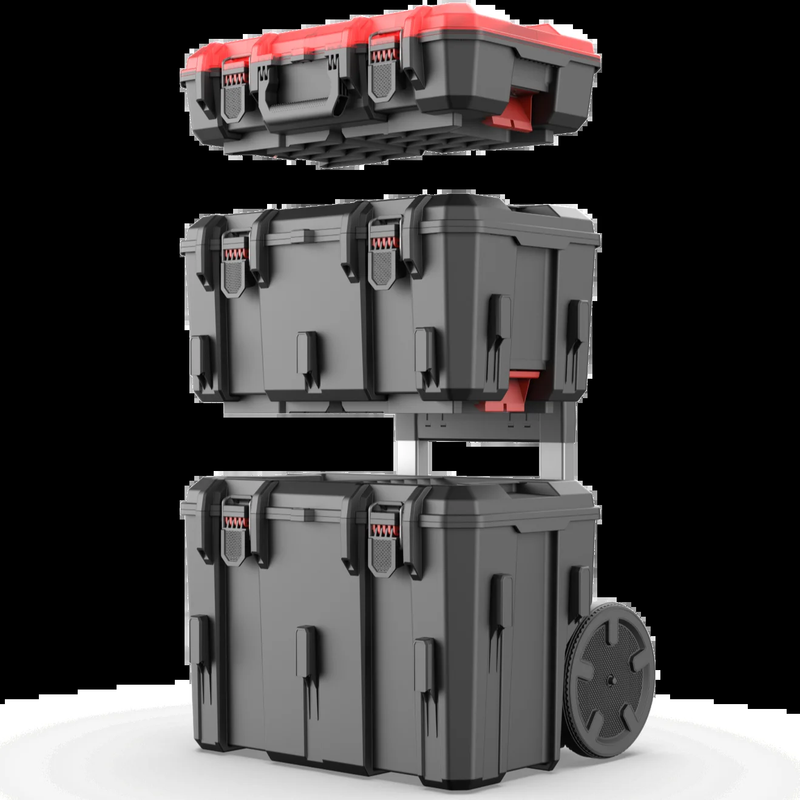 Hyper Stack Heavy Duty 3 Piece Modular Rolling Toolbox System, Black1