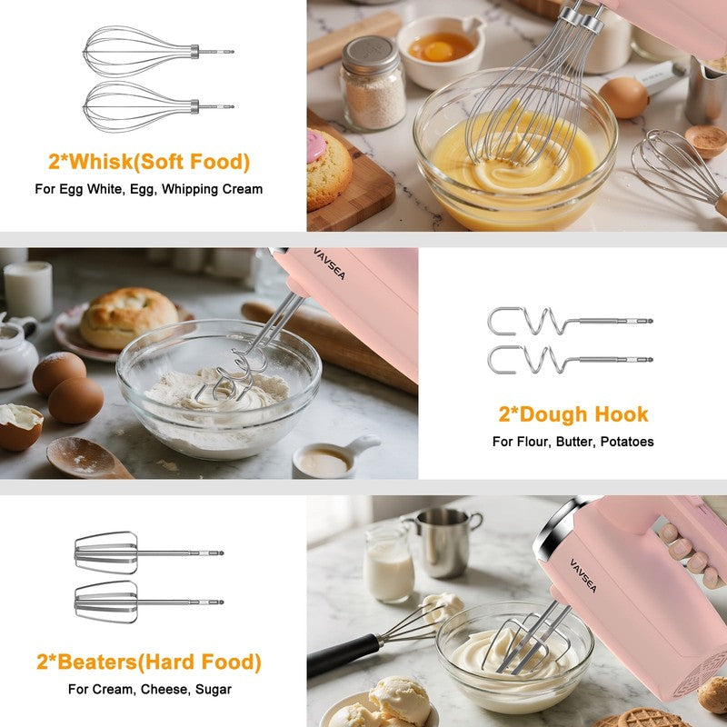 Electric Hand Mixer with 32 Attachments, Includes 2 Whisk, 2 Dough Hooks, 2 Beat6