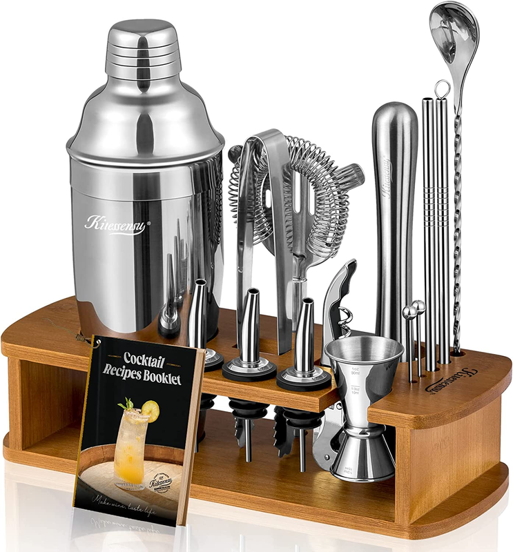 Cocktail Shaker Set Bartender Kit with Stand | Bar Set Drink Mixer Set with All 8