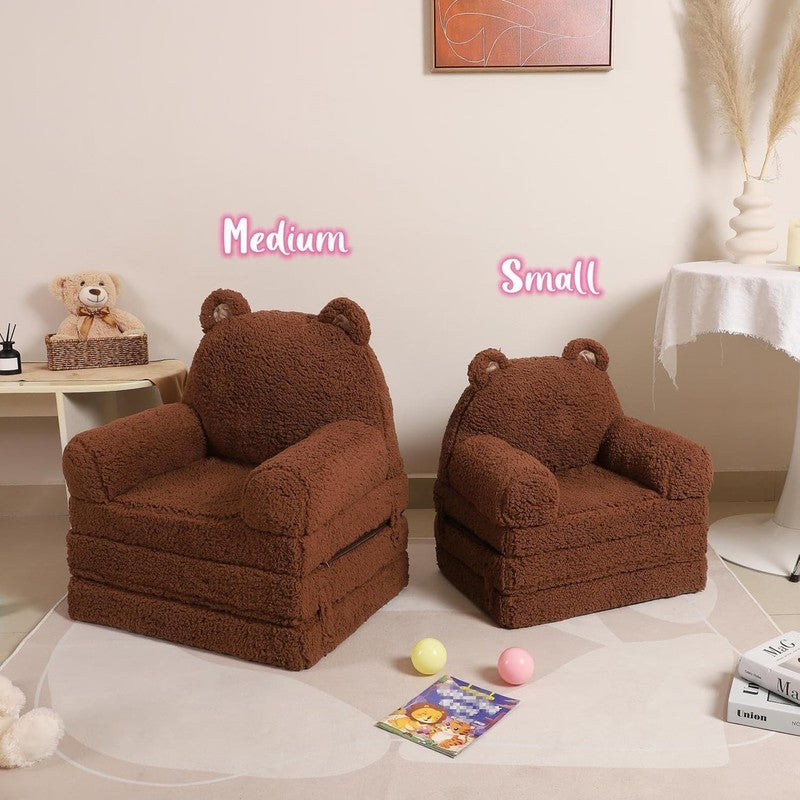 Kids Sherpa Sofa w/ Tri Layer Foam Cushions, Comfy Toddler Seating, Brown5
