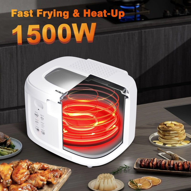 2.5L Electric Deep Fryer, 1500W, Temp Control, Viewing Window, Easy Clean, White2