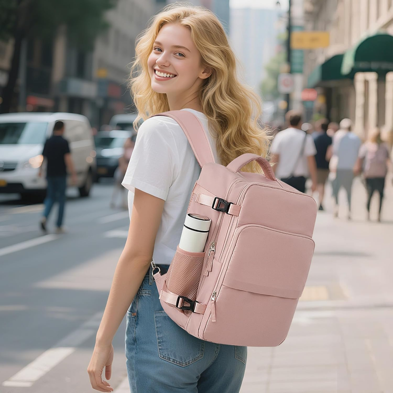 Travel Backpack Women Airline Personal Item Laptop Bag Waterproof Pink2