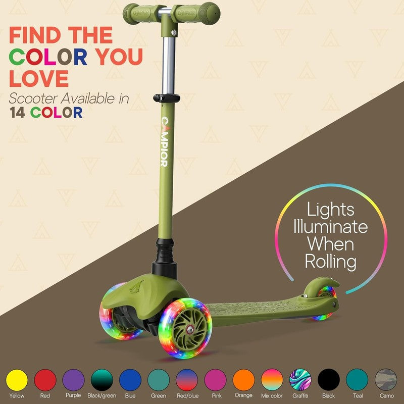 Kids 3 Wheel Scooter Lean to Steer LED Wheels Adjustable Handlebar Neon Green6