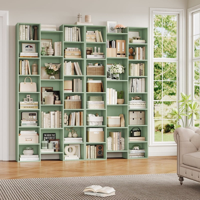 21-Cube Bookcase, 71’’ Tall Wooden Bookshelves with Adjustable Shelves, Triple W2