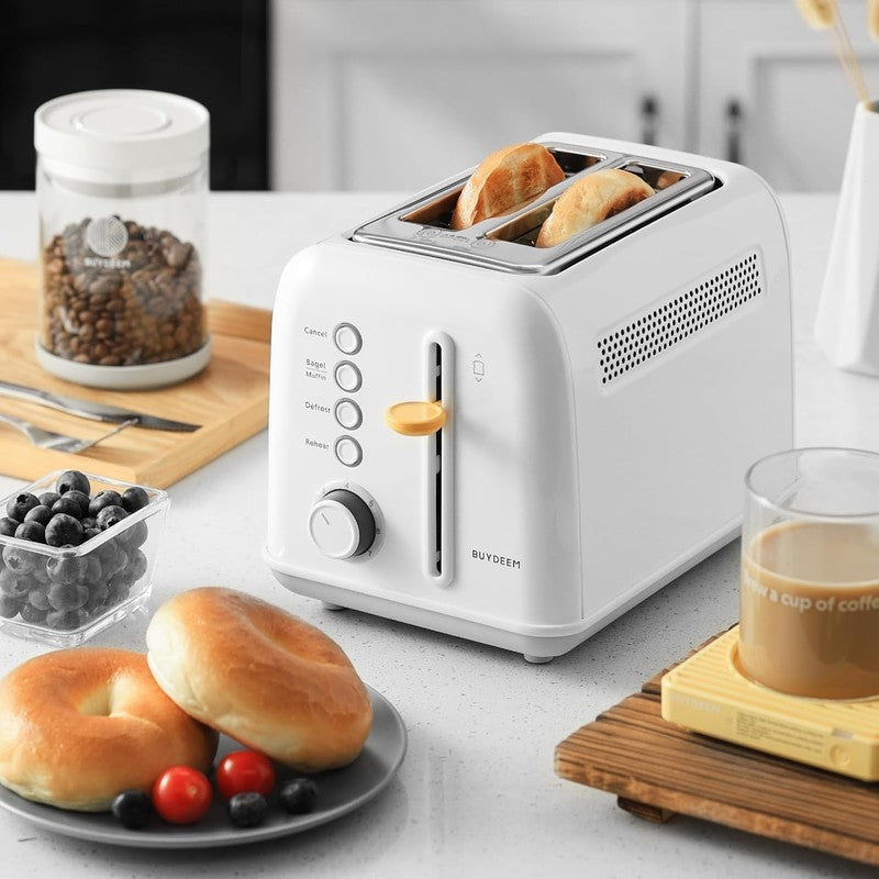 Retro 2 Slice Toaster Extra Wide Slots Stainless Steel 7 Shade Muffin White7
