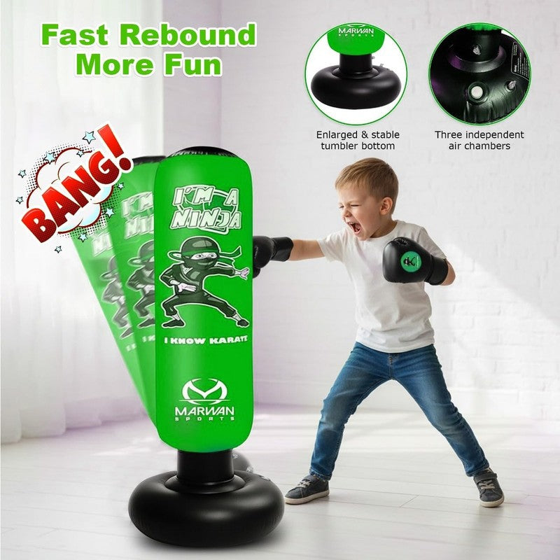5 in 1 Inflatable Punching Bag for Kids 63in Karate Set w/ Gloves Ages 4 12 Box5