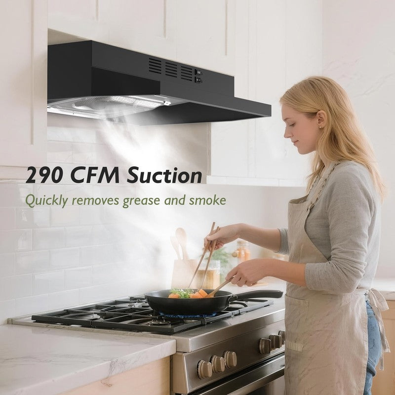 Black 24" Under Cabinet Range Hood 300CFM 2-Speed Ducted/Ductless1