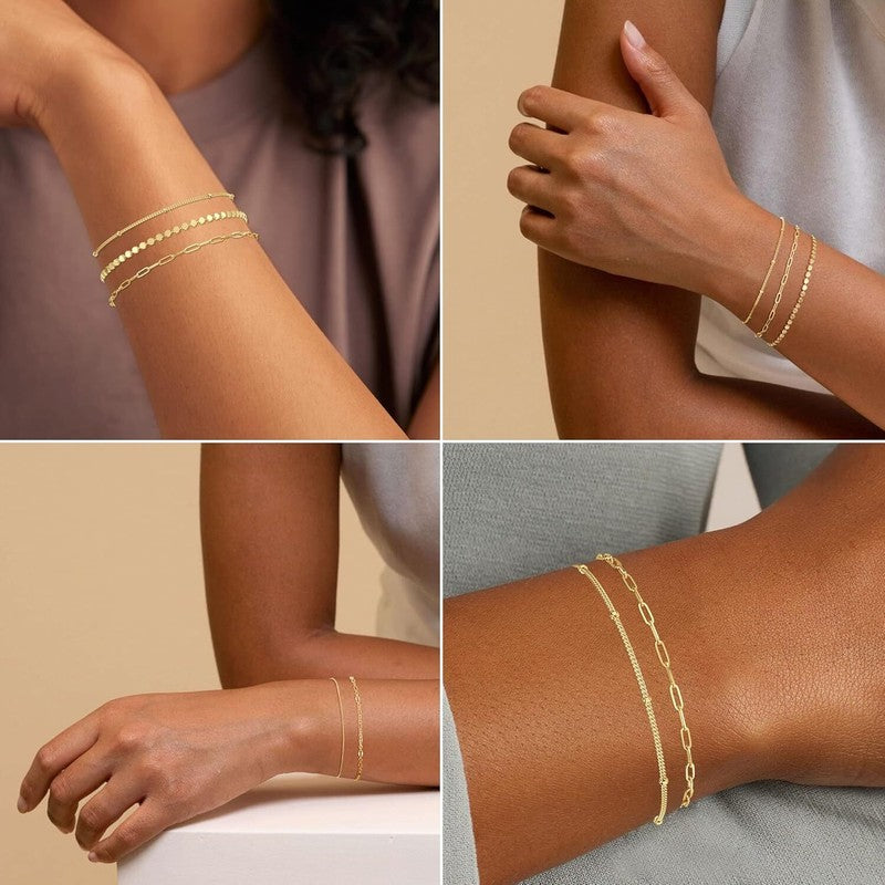 Gold Bracelets for Women, Gold Plated Stackable Bracelet3
