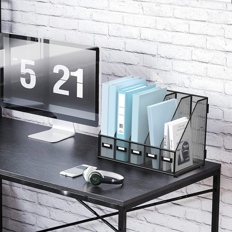 Desk Organizers Metal Desk Magazine File Holder with 5 Vertical Compartments Rac3