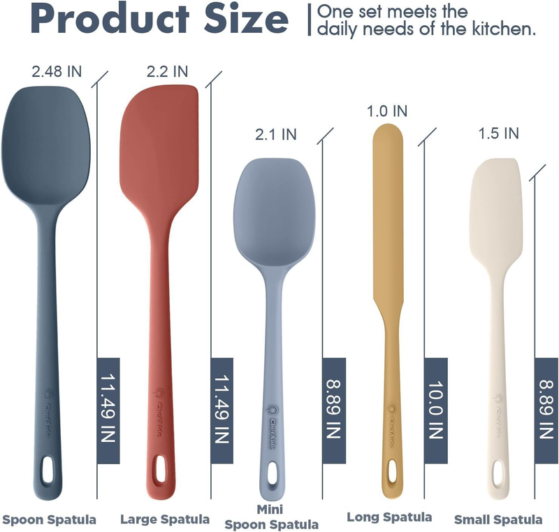 5 Piece Silicone Spatula Set Heat Resistant 600°F Nonstick Cookware1