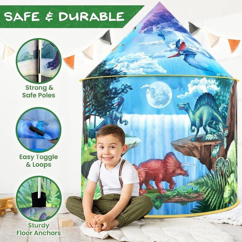 Dinosaur Discovery Kids Tent with Roar Button, Dinosaur Toys and LED Lights - Ep5