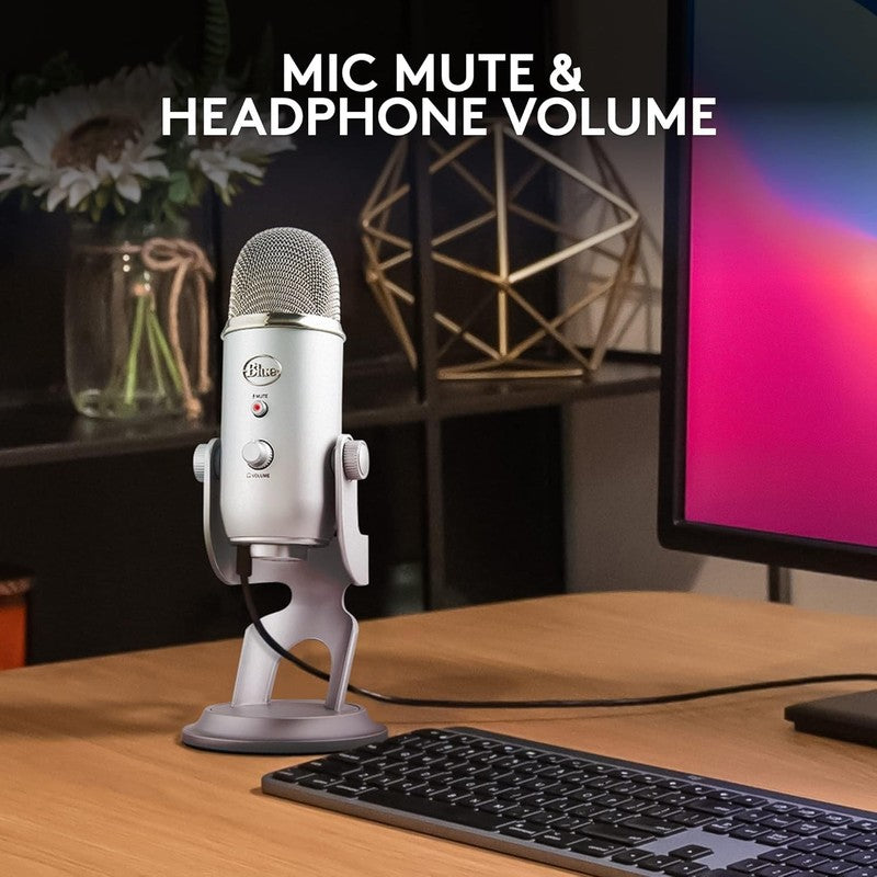 Blue Yeti USB Microphone for Gaming Streaming Podcast YouTube Discord PC Silver9