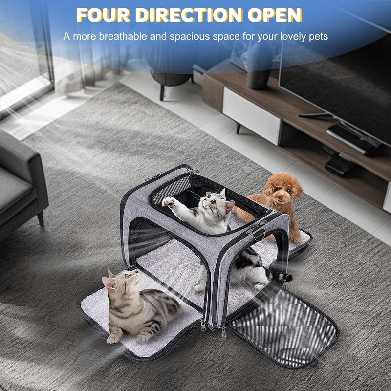 Rolling Pet Carrier with Wheels, Expandable Pet Carrier for Small Dogs Cats unde6