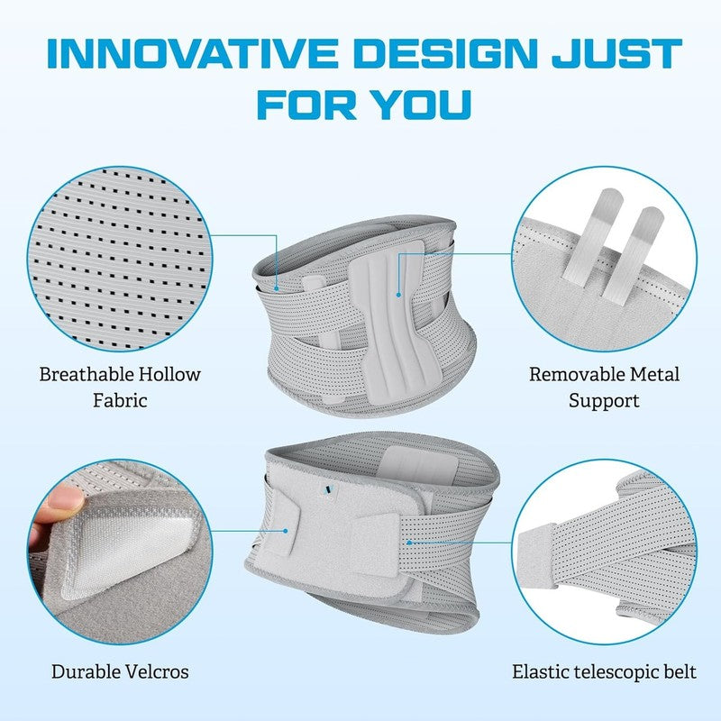 Compression Back Brace Medium Gray –  Lumbar Support for Pain & Sciatica2