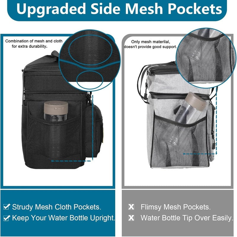 Double Deck Insulated Lunch Box, Expandable Large Lunch Bag Leakproof Cooler Bag5