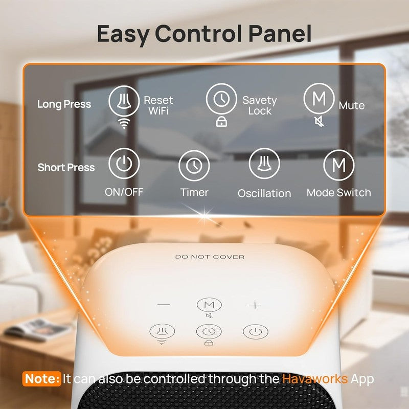 Smart 1500W Portable Electric Space Heater WiFi Thermostat Timer 4 Modes White6