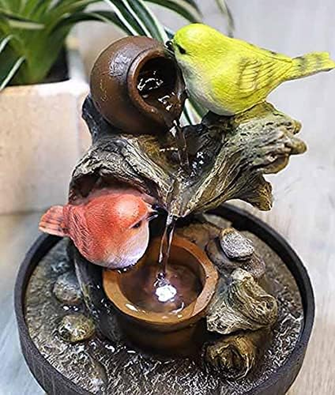 Indoor Tabletop Water Fountain LED Desktop Feng Shui Relaxation Home Decor8
