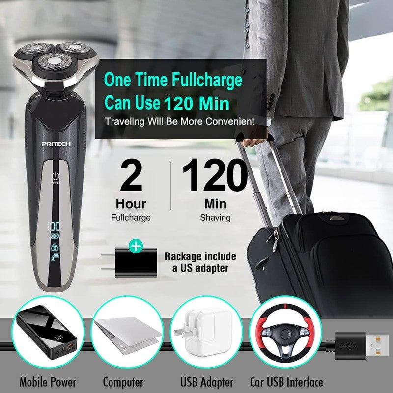 Rechargeable Waterproof Electric Razor for Men with Trimmers - Cordless Shaver5