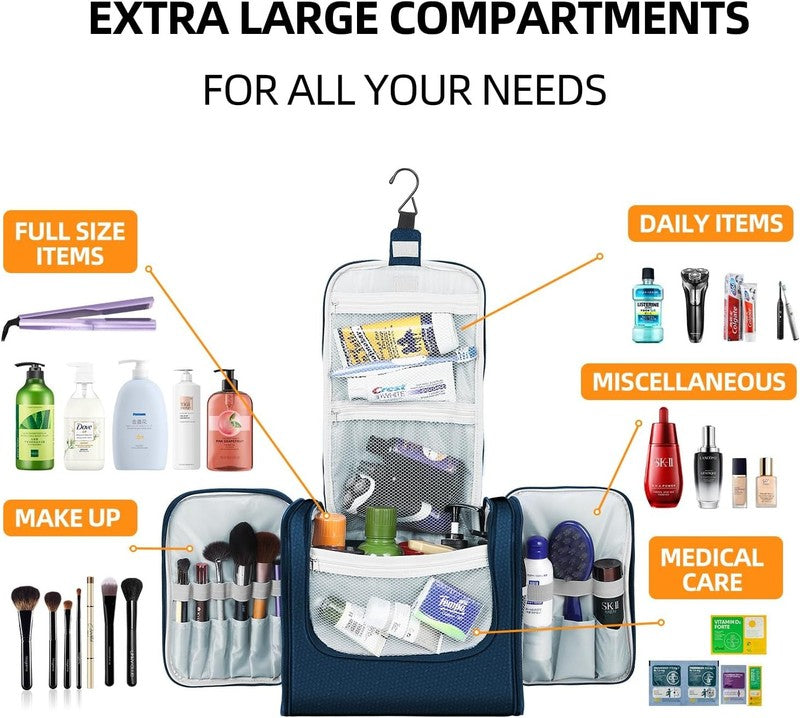 Extra Large Hanging Toiletry Bag Travel Dopp Kit Water-Resistant Blue with Strap2