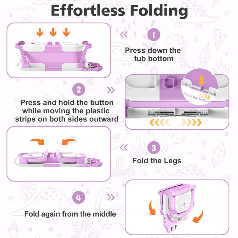 Collapsible Baby Bathtub Thermometer Soft Cushion Foldable Baby Tub 0 36M Purple4
