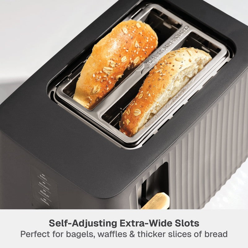 2 Slice Toaster Extra Wide Slots Slide Out Removable Crumb Tray Slate Grey5