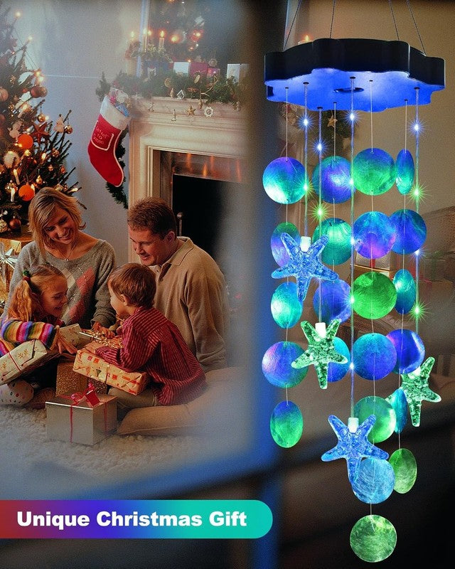 Solar Wind Chimes for Outside, Shells Light Gifts for Mom Grandma Women Wife Gir3