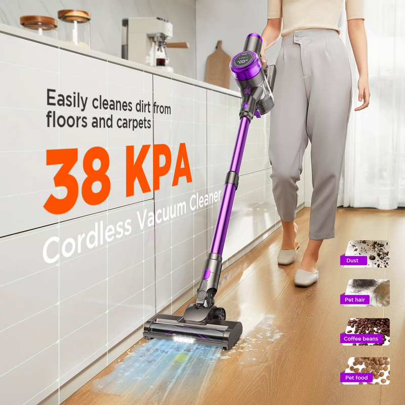 Cordless Stick Vacuum Cleaner 38KPA 50Min Lightweight Pet Hair Carpet1