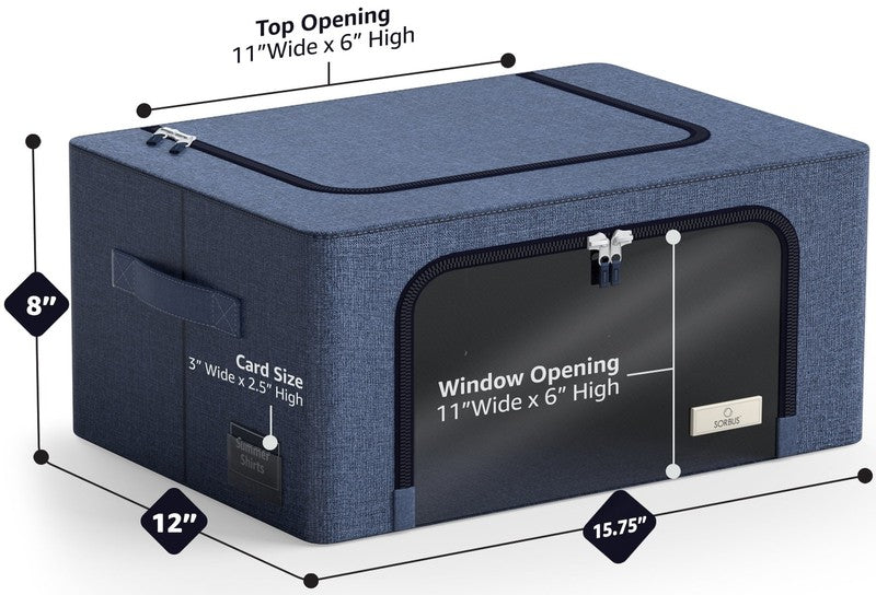 Oxford Fabric Storage Bins: Stackable, Foldable Organizer Bags, with Clear Windo5