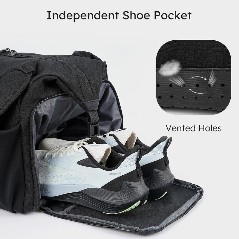 Men’s Gym Bag Backpack Duffle Black Shoes Compartment Waterproof Weekender3