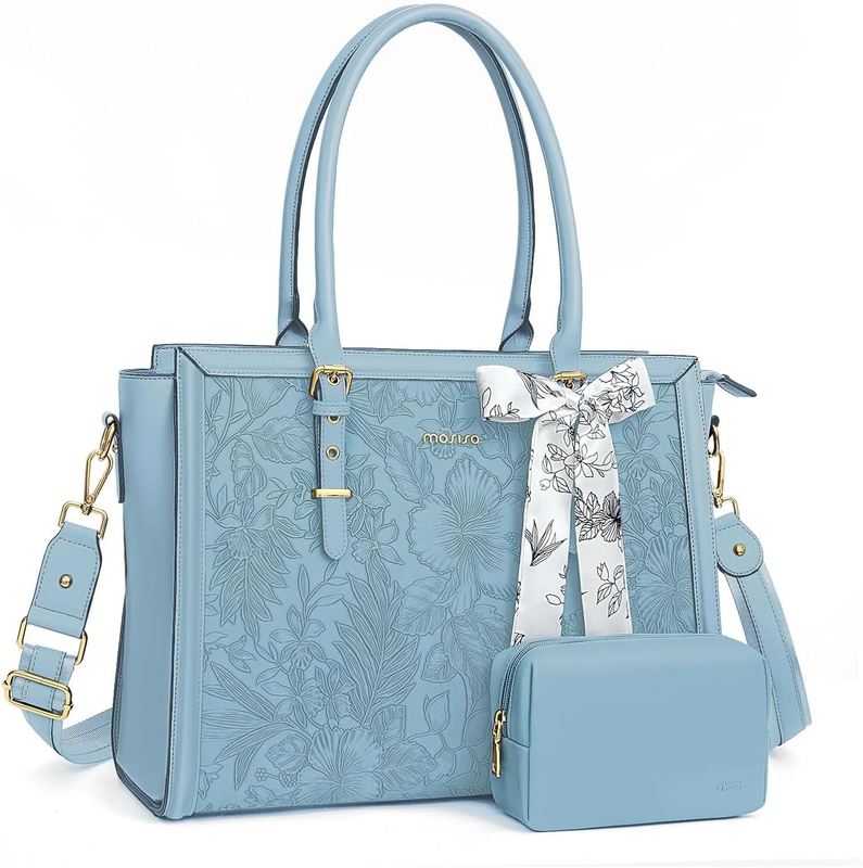 Women Laptop Tote Bag 17–17.3 Inch Waterproof PU Leather Shoulder Satchel Air Bl0