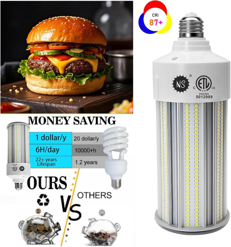 100W LED Corn Bulbs, 1000W Equivalent, 15,000Lm 5000K Daylight, E26/E39 Base, No3