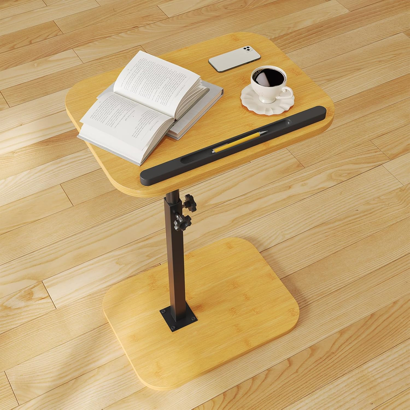 C-Shaped Sofa Arm Side Table TV Tray Small End Table Natural7