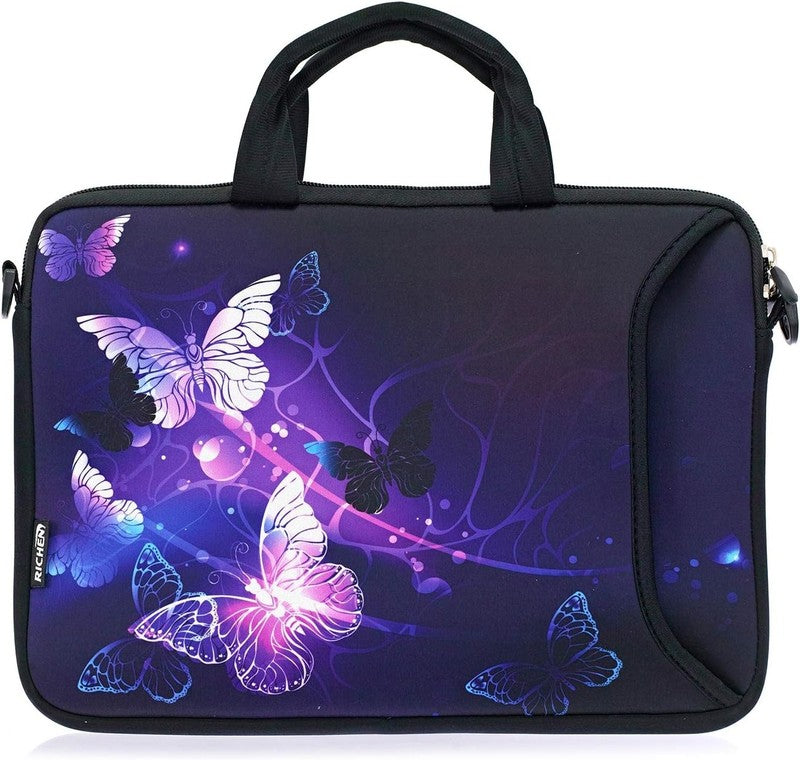 14 15.6 Laptop Sleeve Bag Butterflies Neoprene Carry Case w/ Handle Pocket3