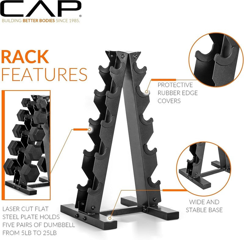 Rubber Coated Dumbbell Set w/ Vertical Rack 100/150/210lb Options3