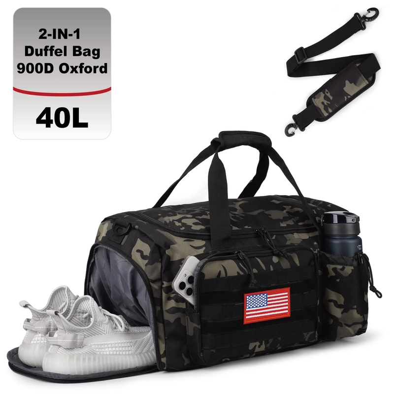 2 In 1 Gym Duffle Bag 40L Convertible Travel Bag Shoes Compartment Luggage0