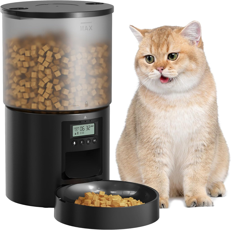 Automatic Cat Feeder 4L, Timed Food Dispenser with Voice Recorder for Small Dogs0