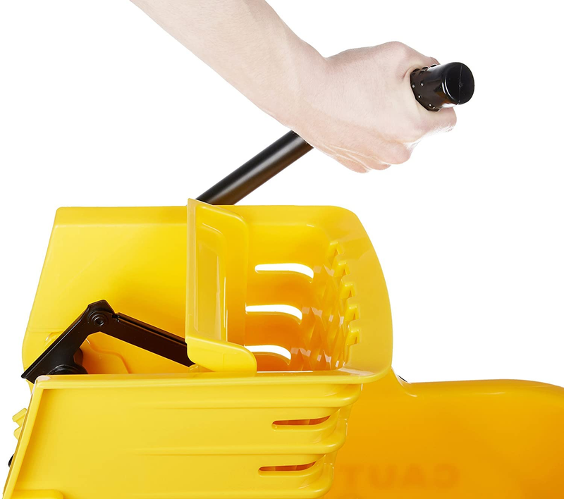 Side Press Wringer Combo Commercial Floor Cleaning Rectangular Mop Bucket on Whe4