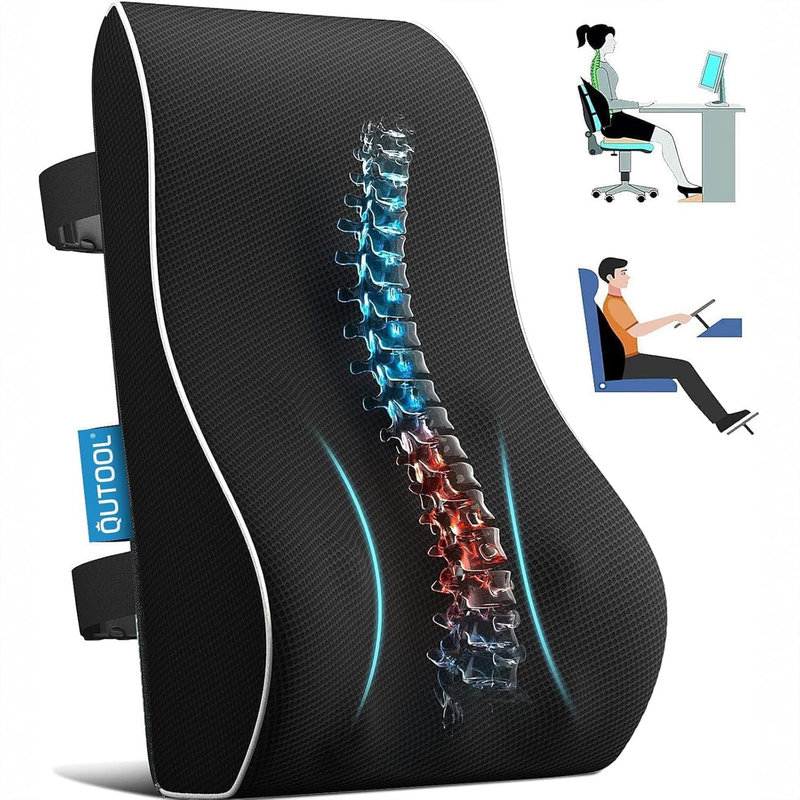 Lumbar Support Pillow Office Chair Back Pain Relief Mesh Adjustable Straps0