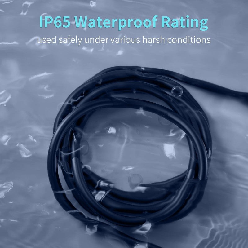 15FT 16/3 Outdoor Extension Cord 3 Outlet 3 Prong Black Waterproof ETL3