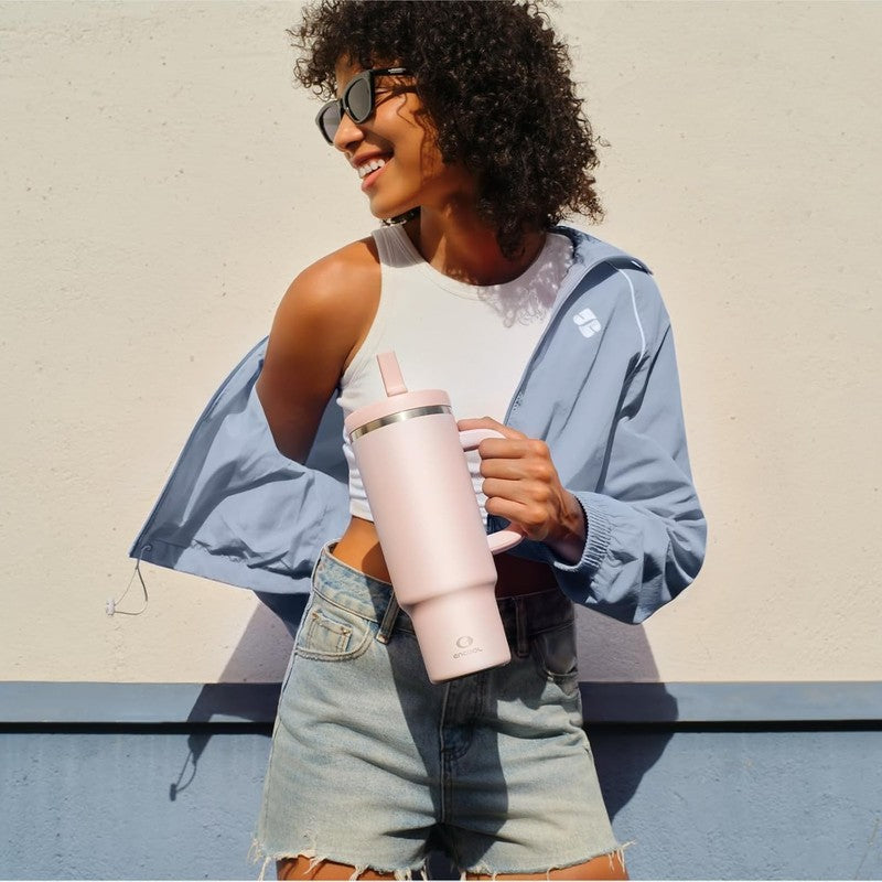 Cotton Candy 40 Oz Stainless Steel Tumbler with Handle & Straw   24H Insulation1