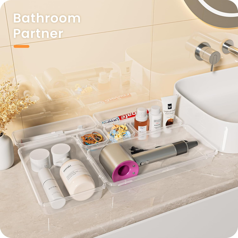 Drawer Organizer Makeup Storage 5 Size Holds 177 Items Clear7