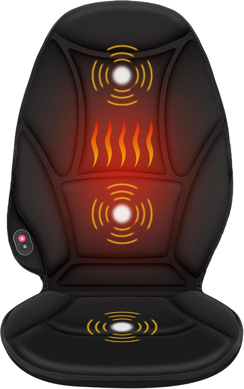 Vibration Back Massager Seat Cushion w/ Heat 5 Modes Chair Pad War9