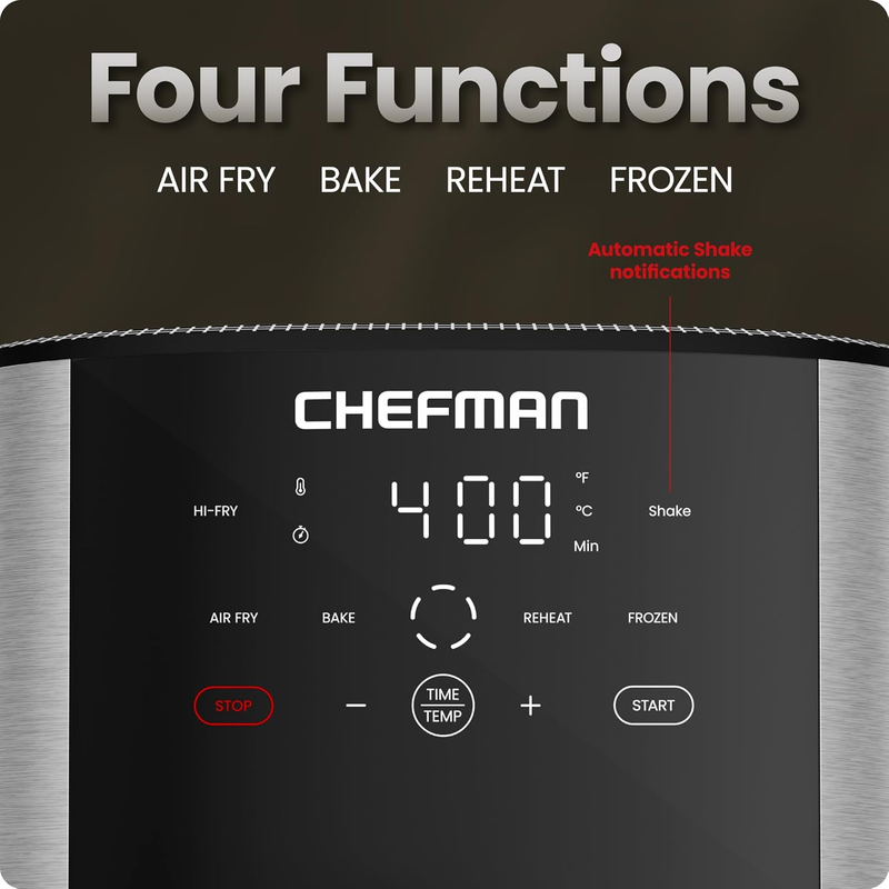 8Qt TurboFry Air Fryer 4 in 1 XL Basket Bake Dehydrate Stainless Steel3