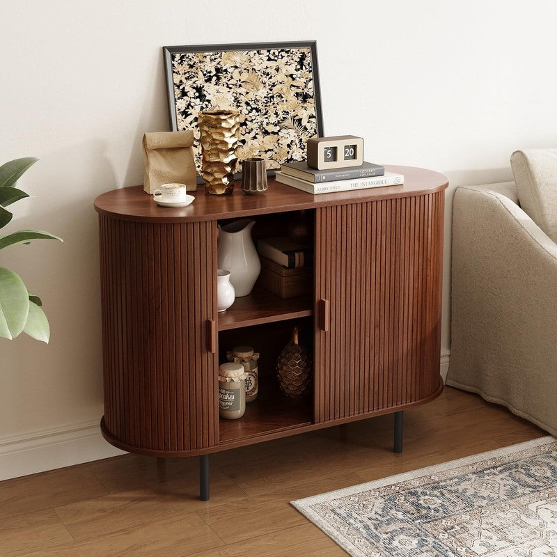 40" Sideboard Buffet Cabinet with Sliding Tambour Doors & Adjustable Shelves1