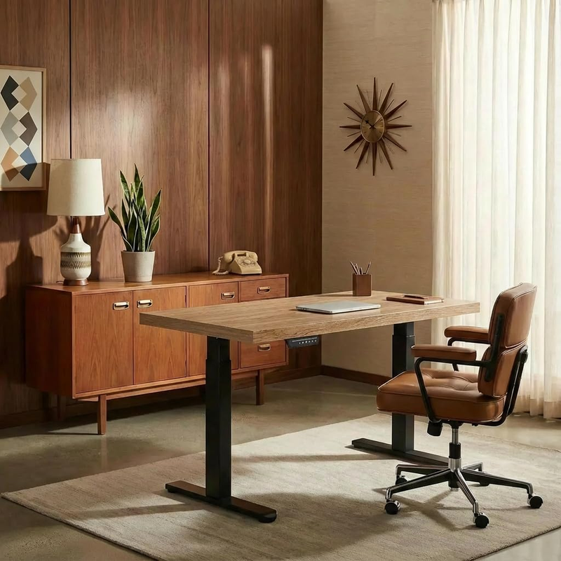 Light Oak Electric Standing Desk 48in Adjustable Height Office Desk0