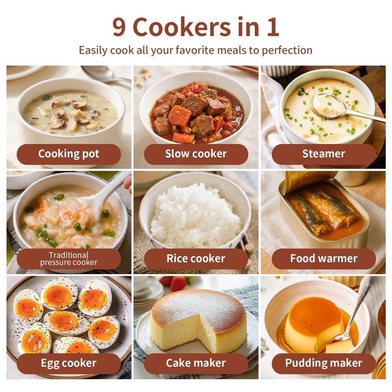 6 Quart Electric Pressure Cooker, 9-In-1 Stainless Steel Multi Cooker Pot, Rice 4