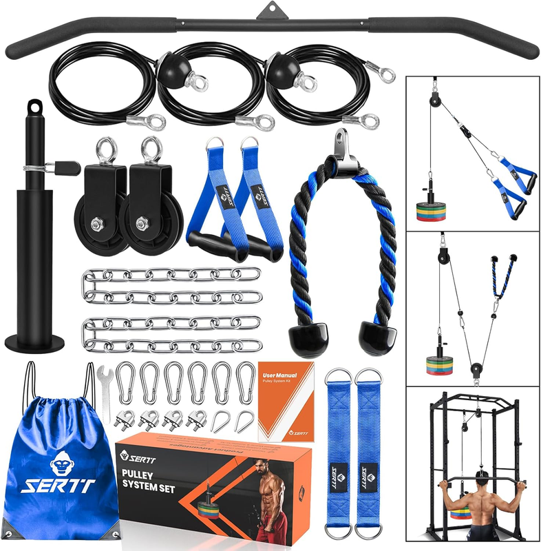 Home Gym Pulley System LAT Pulldown Triceps Biceps Back Shoulder Forearm0